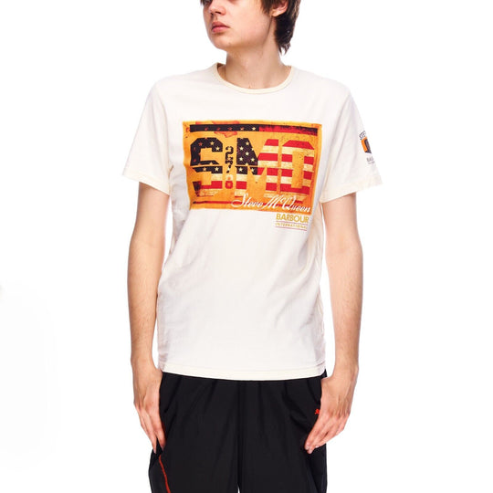 BARBOUR International Tee Shirt White Cotton Mens T-Shirt Size M