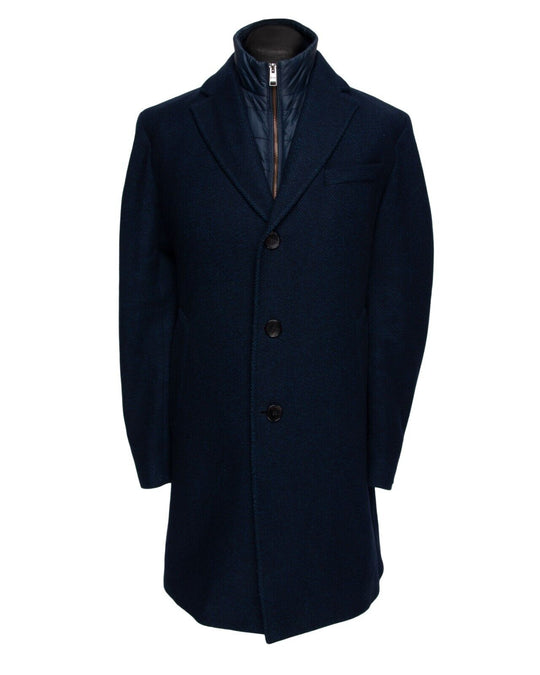 HUGO BOSS Coat Wool Navy Blue Mens Size 48 EU / 38 US
