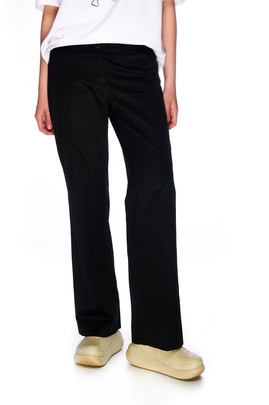 DOLCE & GABBANA Pants Black Cotton Women's Straight Trousers Size 46