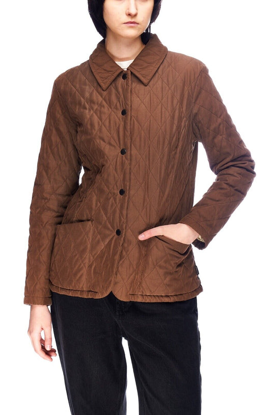 Women's BARBOUR Brown Shaped Microfibre Quilted Jacket Size UK 10 US 6