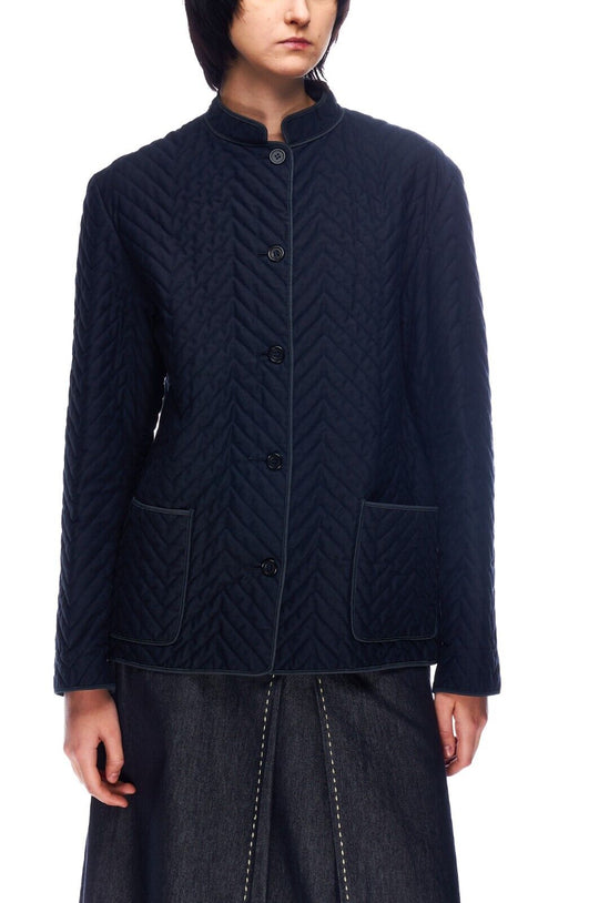 AQUASCUTUM Quilt Jacket Navy Women's House Check Lining Size ~14