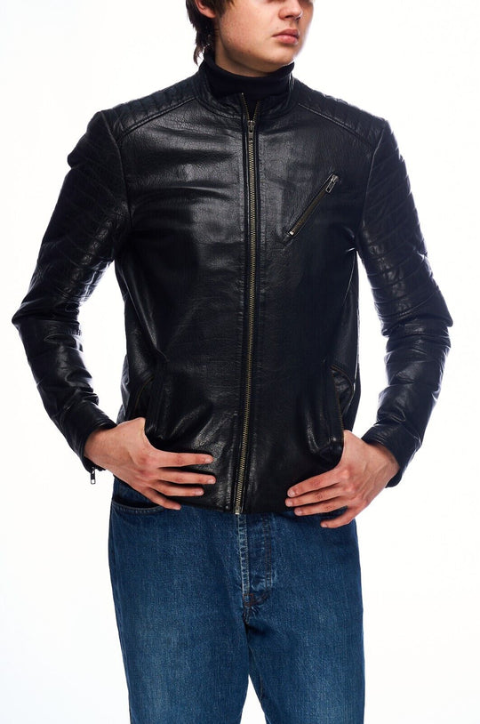 Selected homme indigo leather hot sale jacket