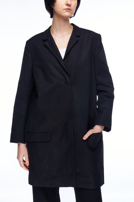 COS Jacket Black Cotton Women's Zip Coat Size 44 EUR / 14 US