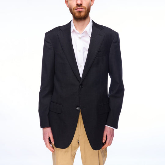 SUITSUPPLY Blazer Black Wool Men's Single Breasted Suit Jacket Size 48 R