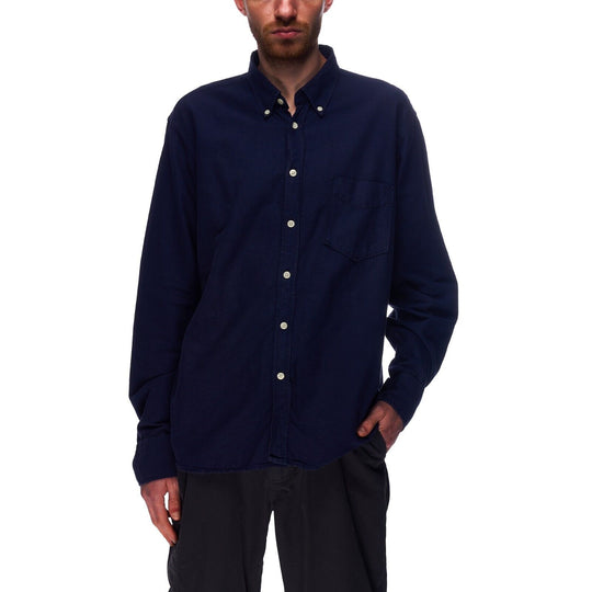 UNIVERSAL WORKS Shirt Navy Cotton Men's Button Down Size L