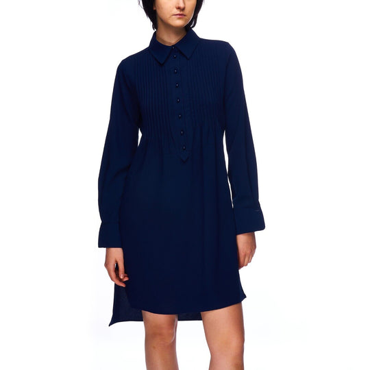 SEE by CHLOE Shirt Dress Blue Bib Front Collared Womens Pullover Size 34