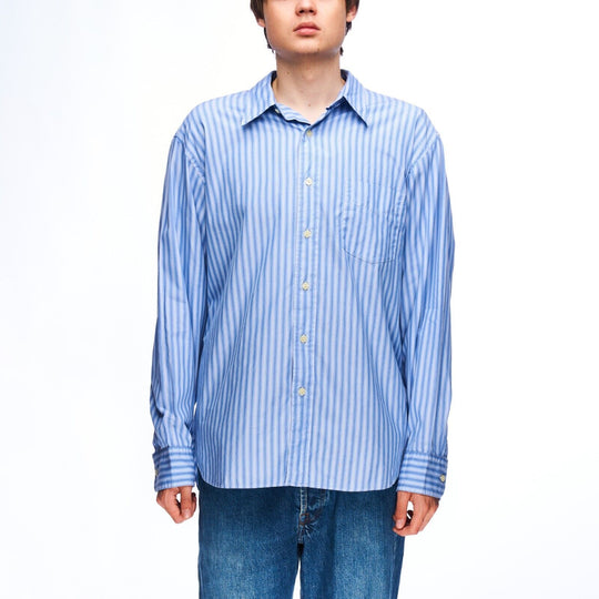J.CREW Shirt Blue Stripes Cotton Men's Button Up Size L