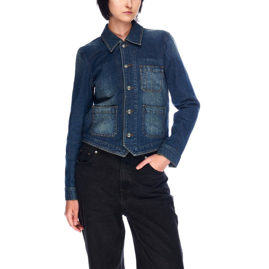 Lauren RALPH LAUREN Work Jacket Blue Denim Womens Jeans Size M