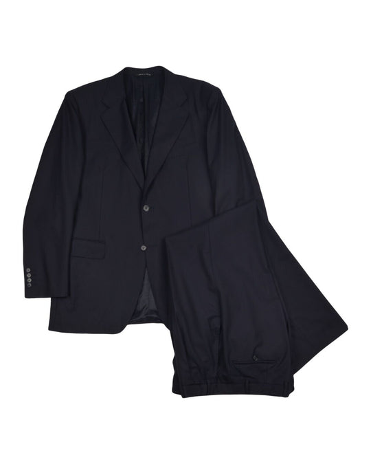 CANALI Suit Navy Blue Solid Wool Mens Two Buttons Size 50 EU