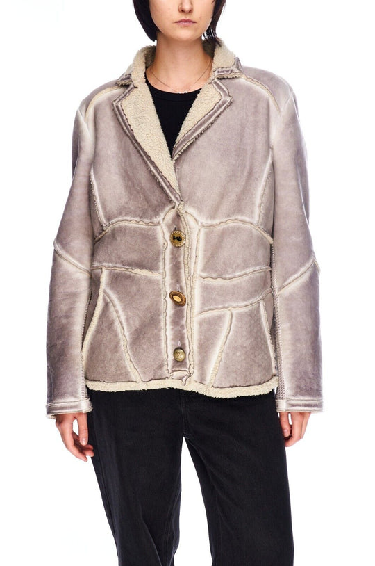 ELISA CAVALETTI Jacket Gray Faux Shearling Women's Coat Size ~L
