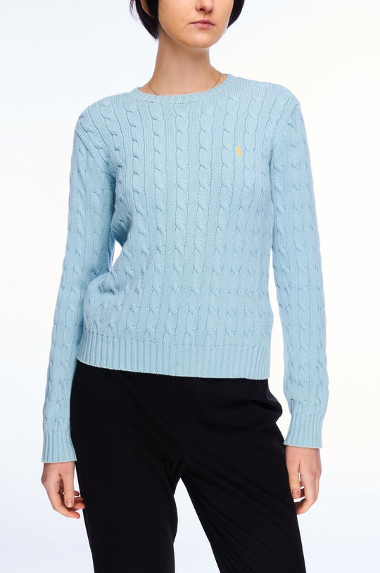 RALPH LAUREN Sweater Blue Cotton Women's Cable Knit Jumper Size L
