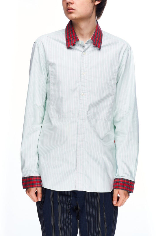 HUGO BOSS Shirt Green Striped Cotton Mens Button Up Size L