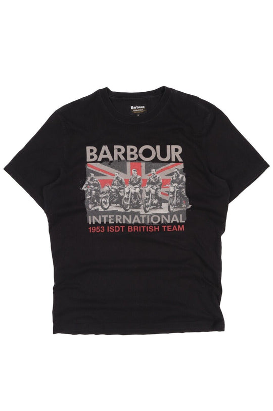 BARBOUR International T-Shirt Black Printed Men's Tee Size XL