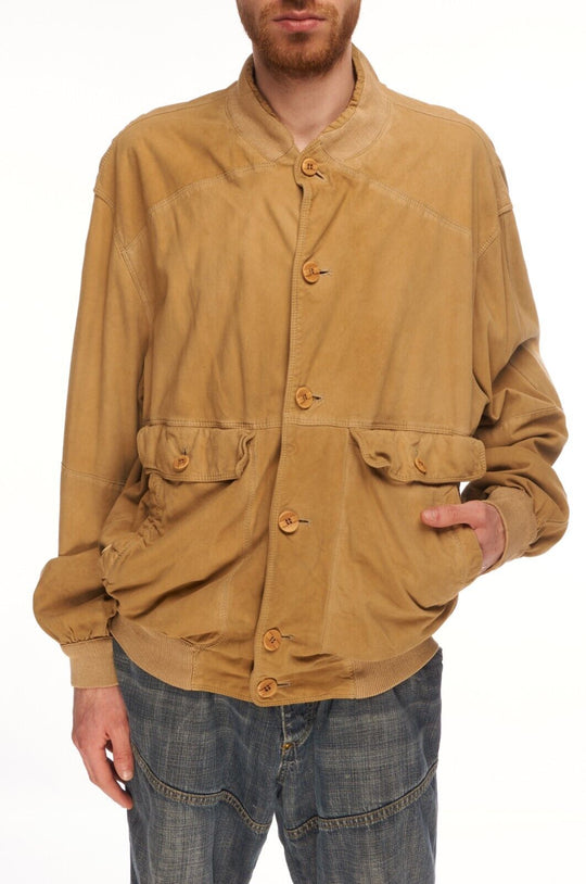 GIMO'S Jacket Beige Leather Men's Bomber Size 36
