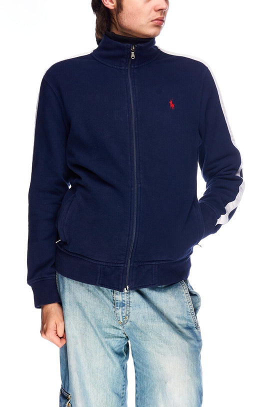 Polo RALPH LAUREN  Track Top Navy Blue Cotton Full Zip Mens Jumper Size M