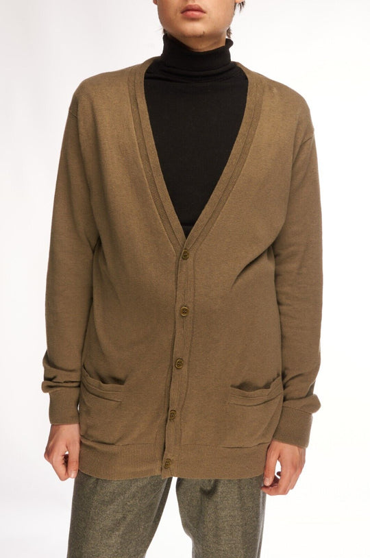 LACOSTE Sweater Brown Mens Knit Button Cardigan Size 5 / L