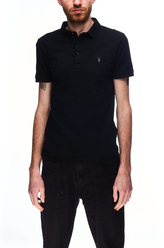 ALLSAINTS Polo Shirt Black Cotton Men's Tee Top Size XS