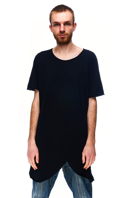 THOM KROM Asymmetric T-Shirt Black Cotton Men's Avantgarde Long Tee Size XXL