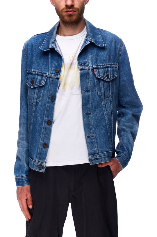 Vintage LEVIS Trucker Jacket Blue Denim Cotton Men's Size 38
