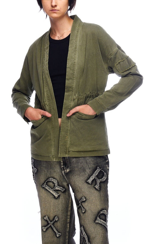 JAMES PERSE Jacket Green Cotton Women's Unlined Open Size 1