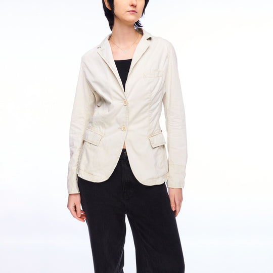 NAPAPIJRI Blazer Beige Cotton Women's Two Buttons Unlined Jacket Size M