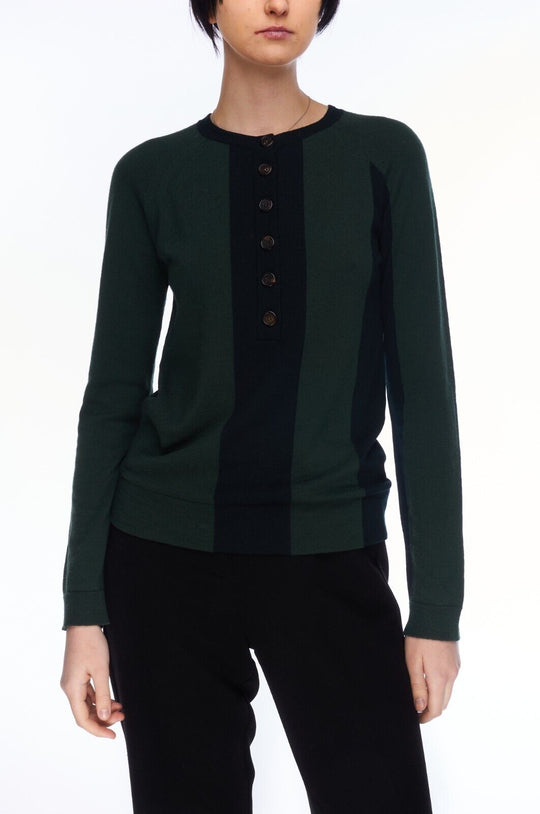 CHLOE Sweater Green Women's Buttons Knit Jumper Size ~S/M