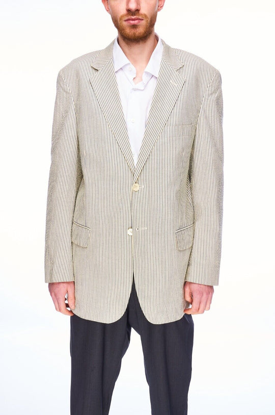 GANT Blazer Jacket Beige Striped Cotton Men's Single Breasted Size 50