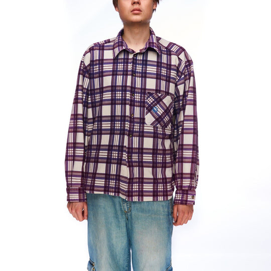 JACK WOLFSKIN Flannel Shirt Purple Check Men's Button Up Size ~L