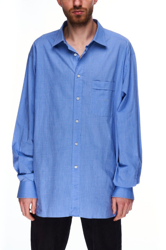 BRIONI Dress Shirt Blue Cotton Men's Button Up Size 43 / 17