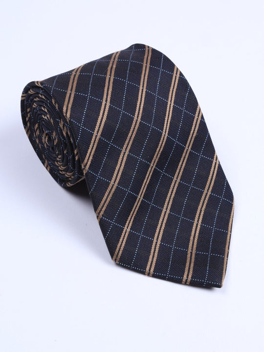 Vintage ROCCOBAROCCO Tie Silk Navy Blue Striped Mens Necktie