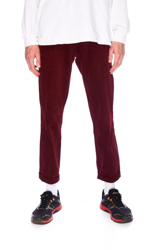SARTORIA CHIAIA Napoli Chino Pants Burgundy Cotton Men's Trousers Size ~S