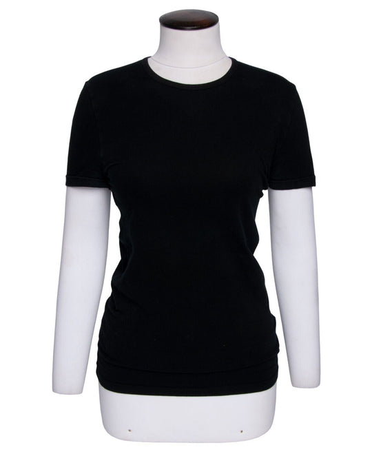 DOLCE GABBANA T-Shirt Black Cotton Women's Stretch Top Size S