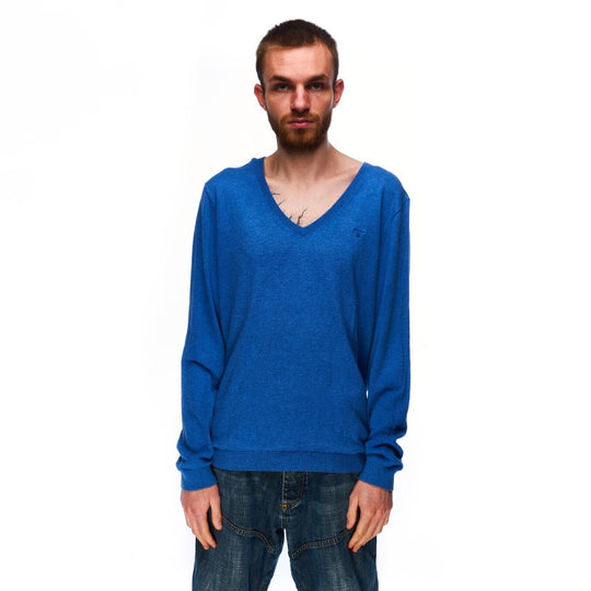 GANT V-Neck Sweater Blue Men's Knit Jumper Size XXL