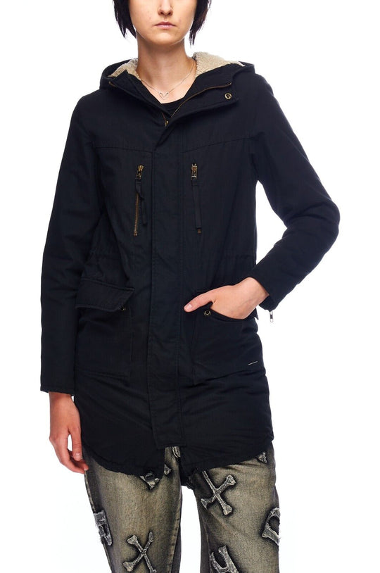 LEVI'S Red Tab Hooded Jacket Black Women's Parka Coat Size XS