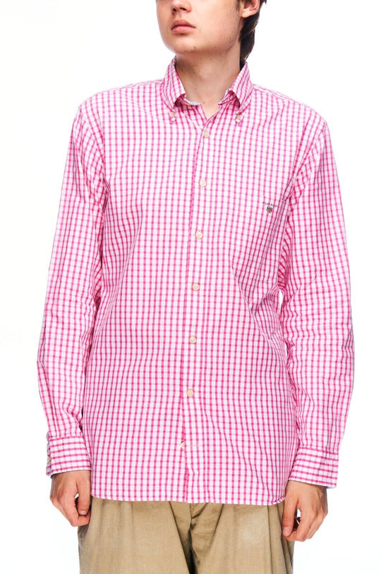 GANT Shirt Pink Check Cotton Men's Button-Down Size S