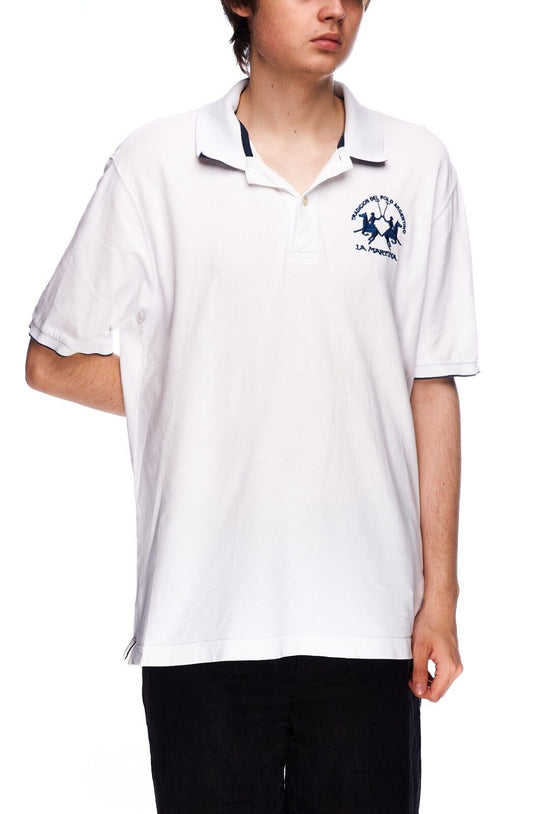 LA MARTINA White Cotton Mens SS Polo Shirt Size XL