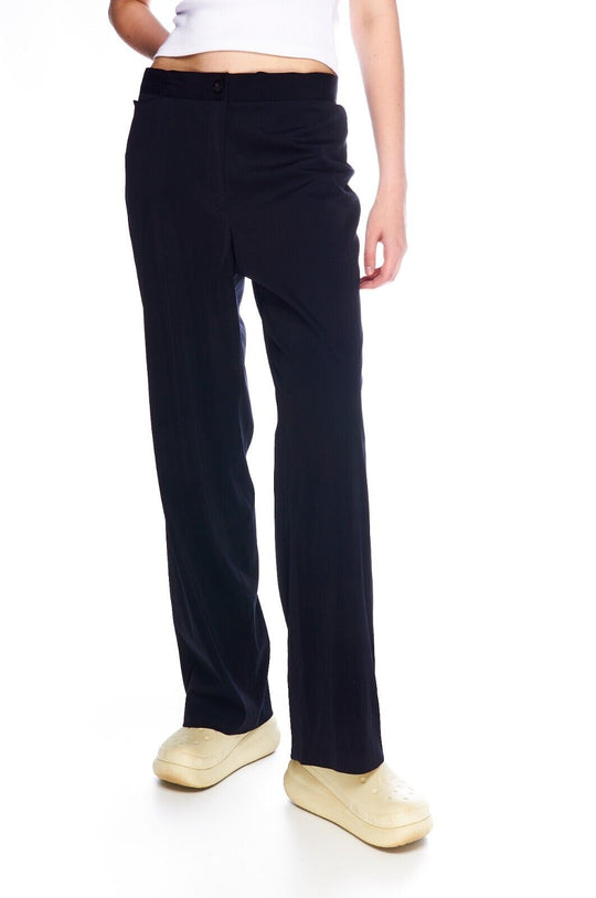 JIL SANDER Dress Pants Black Wool Women's Straight Leg Trousers Size 44