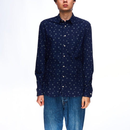 GITMAN BROS Vintage Shirt Navy Cotton Floral Print Men's Button Up Size ~M