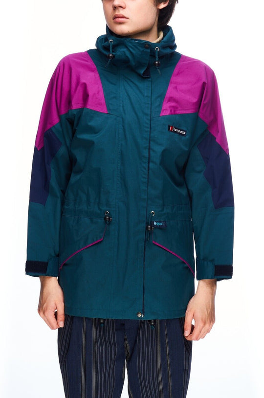 BERGHAUS Hooded Jacket Green Pink Men's Outdoor Parka Aquafoil Size S