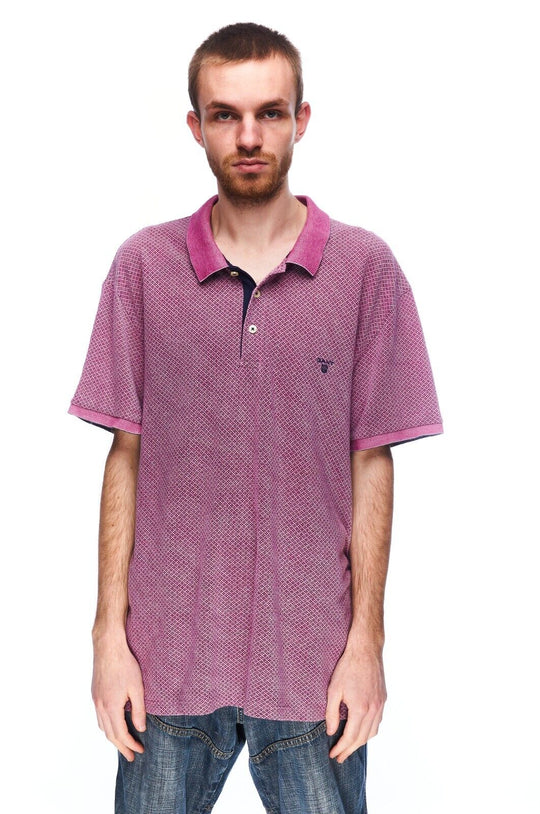 GANT Polo Shirt Navy Purple Cotton Men's Short Sleeve Size 3XL