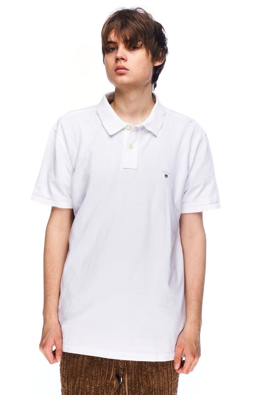 GANT Polo Shirt White Pique Cotton Men's Short Sleeve Size XL