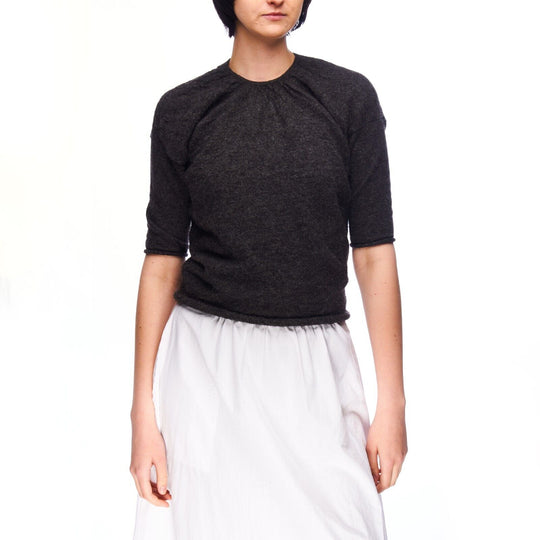 ACNE JEANS Artistic Sweater Grey Alpaca Women's Short Sleeve Top Size S