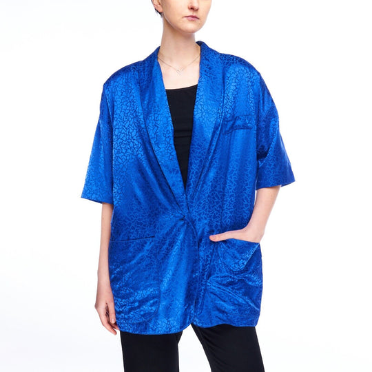 Vintage GIVENCHY Jacket Navy Silk Women's Kimono Style Size 42