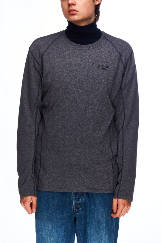 JACK WOLFSKIN Long Sleeve Top Gray Men's Activewear Top Size L