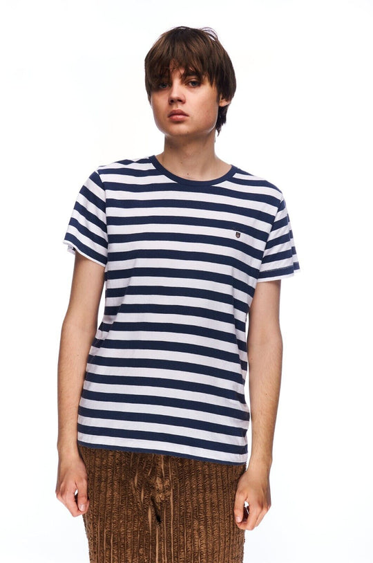 GANT T-Shirt Black White Striped Cotton Men's Short Sleeve Tee Size M