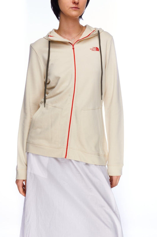 THE NORTH FACE Full Zip Hoodie Beige Cotton Women's Jacket Size M