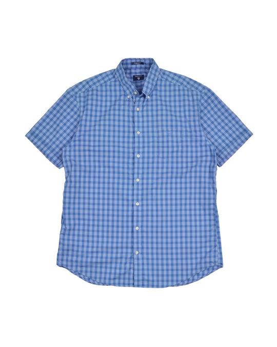 GANT Shirt Blue Check Mens Short Sleeve Size XL