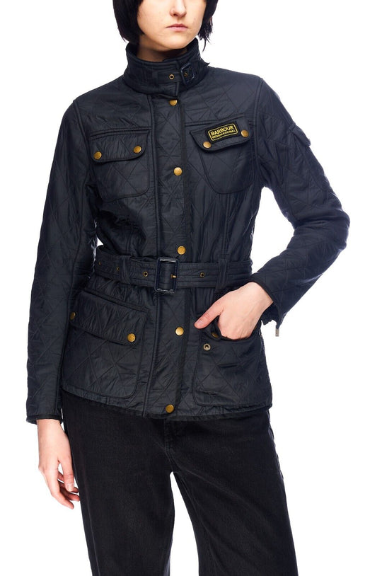 BARBOUR International Quilted Jacket Navy Women's Multipocket Size 10 UK / 6 US