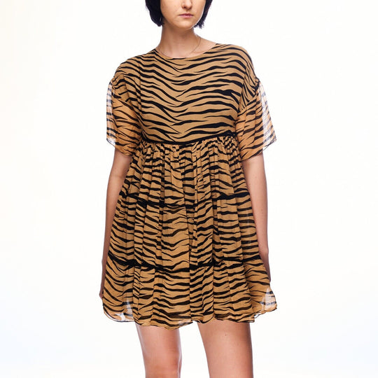 TWINSET Simona Barbieri Dress Animal Tiger Print Viscose Womens Size 38 IT