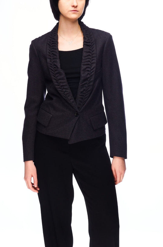 YVES SAINT LAURENT Blazer Jacket Gray Wool Women's Size 38